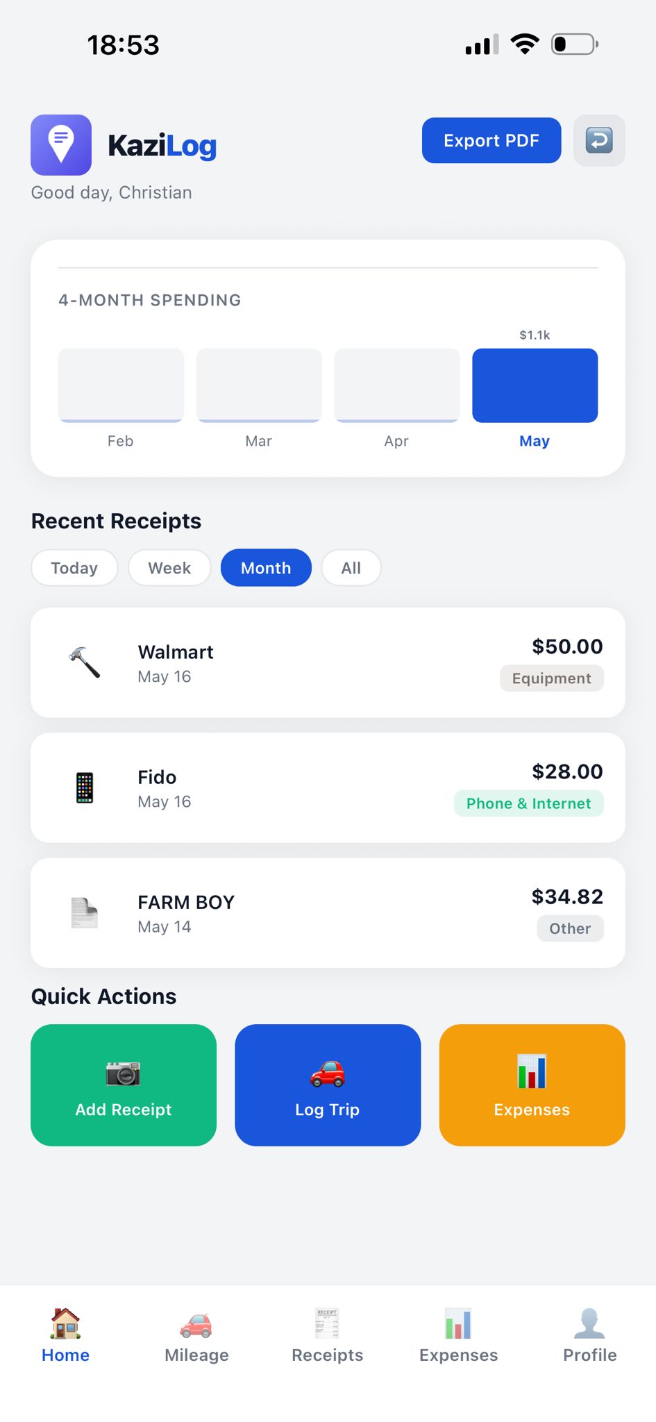 KaziLog dashboard